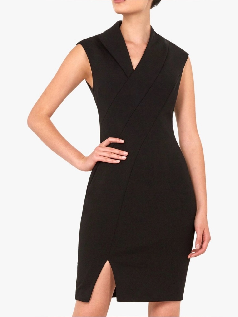 Ted Baker Black Sleeveless Wrap-Style Dress